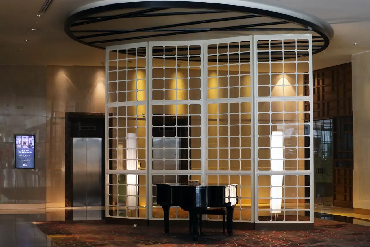 Grand lobby ambiance at evening