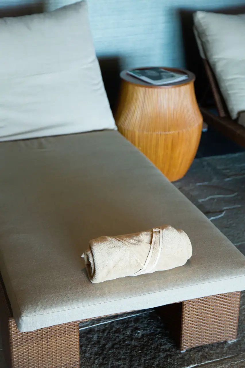 Elegant spa setting with a brown towel