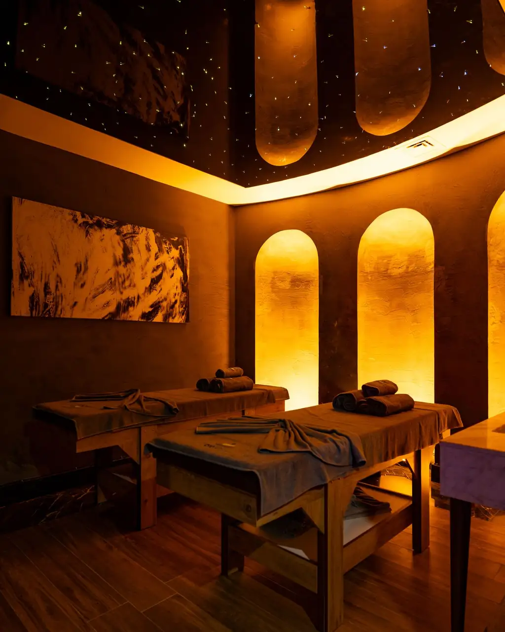 Relaxing spa interior with ambient lighting